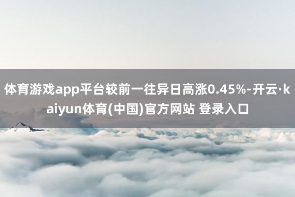 体育游戏app平台较前一往异日高涨0.45%-开云·kaiyun体育(中国)官方网站 登录入口